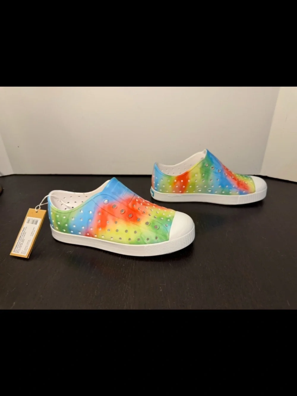 Native Jefferson Print Shoes Rainbow Multi Tie Dye Big Kids US J1/EU 32.5